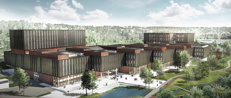 Ein modell av det framtidige livvitskapsbygget i Gaustadbekkdalen i Oslo